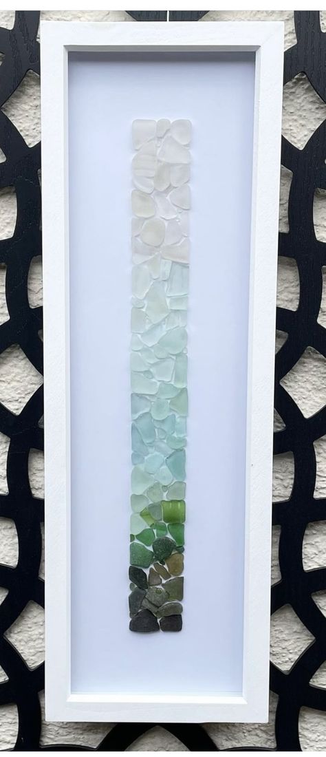 Beach Glass And Driftwood Art, Displaying Sea Glass Ideas, Sea Glass Stained Glass Windows, Beach Glass Mosaic Diy Ideas, Easy Sea Glass Art, Sea Glass Wave, Sea Glass Collage, Sea Glass Display Ideas, See Glass Art