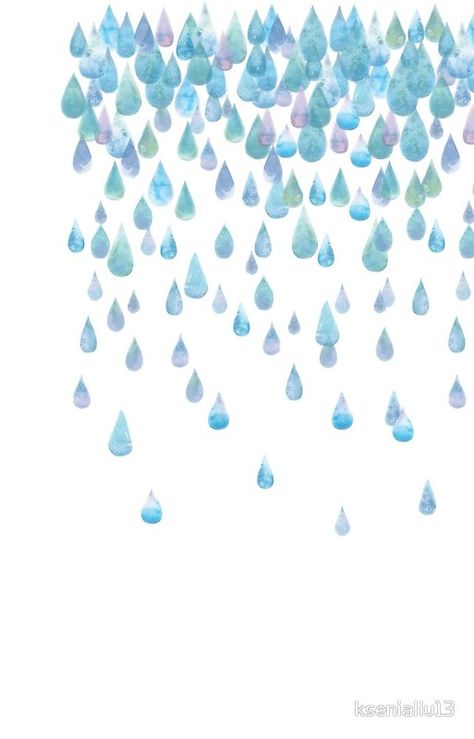 Blue Raindrops Watercolor Illustration - Simple Art Rain Pattern Illustration, Watercolor Raindrops, Weather Images, Rainy Summer, Wave Drawing, Home Office Art, Illustration Simple, No Rain No Flowers, Human Drawing