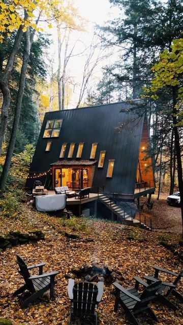 Dunlap Hollow on Instagram: "Fall at our A-Frame🍂 📍Hocking Hills, Ohio Who needs this cozy stay surrounded by nature in their life?👀 🏷 • • • #aframe #aframebuild #aframecabin #cabinporn #cabincrew #aframehouse #hockinghills #hockinghillsstatepark #hockinghillsohio" Hocking Hills Ohio Cabins, Aframe Cabins, Hocking Hills Cabins, Hocking Hills Ohio, Contemporary Houses, Hocking Hills State Park, Hocking Hills, A Frame Cabin, A Frame House