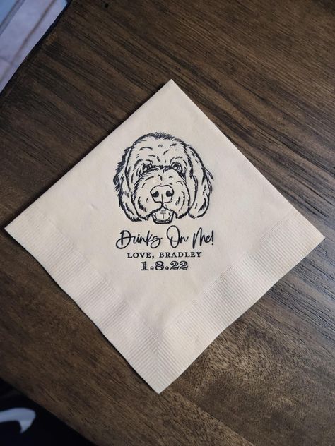 Wipe Your Paws Napkins, I Do Too Dog Wedding Napkin, Pet Wedding Koozies, Include Dogs In Wedding, Wedding Cups With Dog, Dog Wedding Cups, Wedding Napkins With Dog, Dog Touches At Wedding, How To Incorporate Your Dog In Wedding