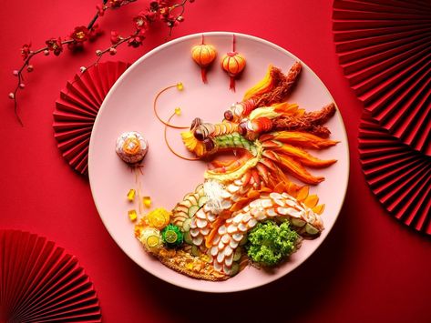 The best dragon-themed dishes for Chinese New Year 2024 - The Peak Magazine Chinese New Year Dishes, Champagne Jelly, Cny 2024, Group Dinner, Poached Lobster, Chinese New Year 2024, Salmon Roe, New Year Gif, Spring Chicken