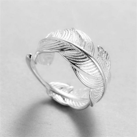 Engagement Finger, Dolphin Ring, Silver Leaf Ring, Yellow Jewelry, Feather Ring, Wedding Engagement Gifts, Wedding Party Jewelry, Unusual Jewelry, Silver Feather