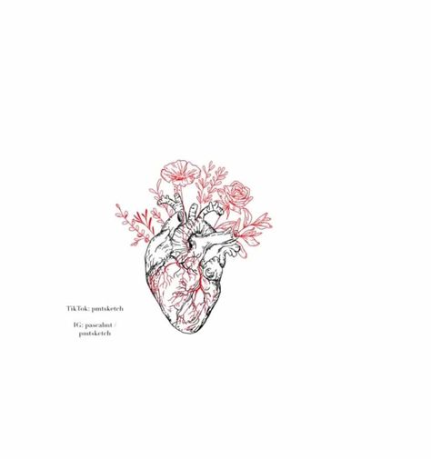 Anatomical Heart On Fire Tattoo, Heart In A Cage Tattoo, Anatomical Heart With Flowers Tattoo, Heart Anatomy Tattoo, Forever In My Heart Tattoo, Heart With Flowers Tattoo, Flower Heart Tattoo, Real Heart Tattoos, Cardiovascular Sonography