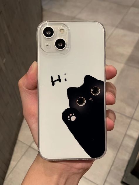 Multicolor  Collar  TPU Cartoon Ordinary Mobile Phone Case Embellished   Cases Cat Iphone Case, Cat Phone Case, Artsy Phone Cases, Cats Case, Cats Phone Case, Diy Mobile, Pretty Phone Cases, Print Phone Case, Mobile Cases