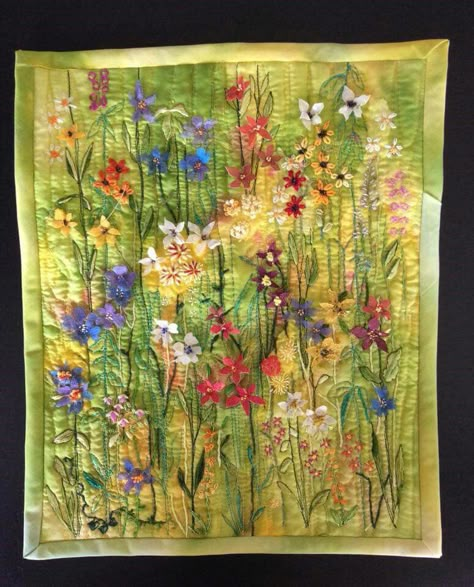 Meadow Countryside Textiles, Meadow Quilt, Quilt Postcards, Journal Quilts, Colourful Quilts, Garden Panels, Textile Artwork, Nature Collage, Abstract Embroidery