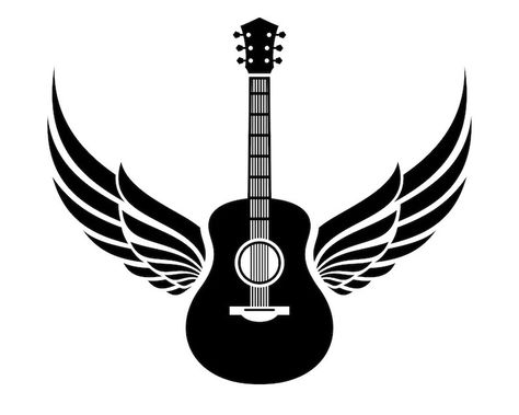 Guitar With Wings Tattoo, Animal Pictures For Kids, Guitar Clipart, Guitar Svg, Art Deco Borders, Guitar Logo, Friendship Quotes Images, Music Logo Design, Guitar Tattoo