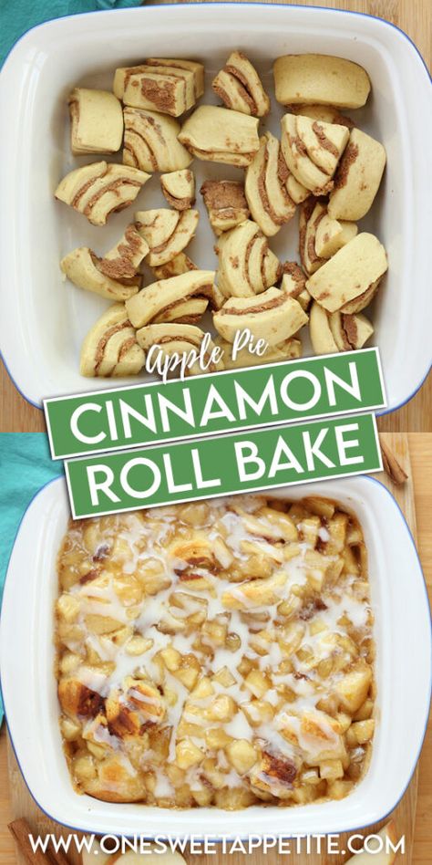 This Apple Cinnamon Roll Bake is your answer to a quick and tasty brunch! With just apple pie filling and cinnamon rolls, this two-ingredient recipe is ready for the oven in under five minutes. Perfect for a speedy sweet treat or impressing your brunch guests without breaking a sweat. Simple, delicious, and a total game-changer! Cinnamon Rolls And Apple Pie Filling Dessert, Apple Recipes Using Apple Pie Filling, Apples And Cinnamon Rolls Desserts, Cinnamon Bun And Apple Pie Filling, Apple Recipes Cinnamon Roll, Cinnamon With Apple Pie Filling, Apple And Cinnamon Rolls Dessert Recipes, Cinnamon Roll And Apples, Apple Dessert With Cinnamon Rolls