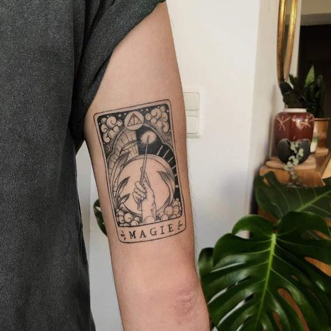 25 Magical Tarot Card Tattoo Examples Unique Tarot Cards, The Magician Tarot, Tarot Tattoo, Tarot Card Tattoo, Pink Tattoo, Stylish Tattoo, Skeleton Hand Tattoo, Mother Tattoos, Latest Tattoos