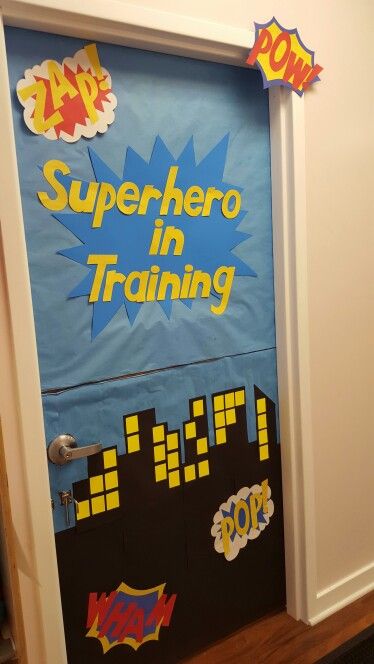 Superheroes classroom door                                                                                                                                                      More Superhero Classroom Door Decorations, Back To School Door Ideas, School Door Ideas, Superhero Classroom Door, Classroom Door Decoration Ideas, Superhero Teacher Appreciation, Hero Classroom Theme, Superhero Classroom Decorations, Teacher Appreciation Lunch