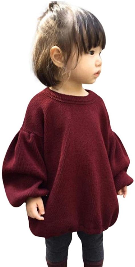 This is a link to Amazon and as an Amazon Associate I earn from qualifying purchases. GRNSHTS Baby Girls Loose Long Sleeve Knit Sweater #babyclothes #babysweaters Knitted Top Outfit, Crochet Sweater Design, Loose Pullover Sweater, Kids Winter Fashion, Girl Sleeves, Kids Fashion Clothes, Loose Pullover