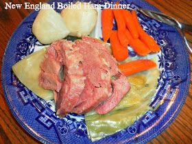 New England Dinner Recipe, Boiled Ham Dinner, Ham Boiled Dinner, Desserts On A Budget, New England Boiled Dinner, Cooking Pork Ribs, Ham Dinner Recipes, Ham And Cabbage, Boiled Ham