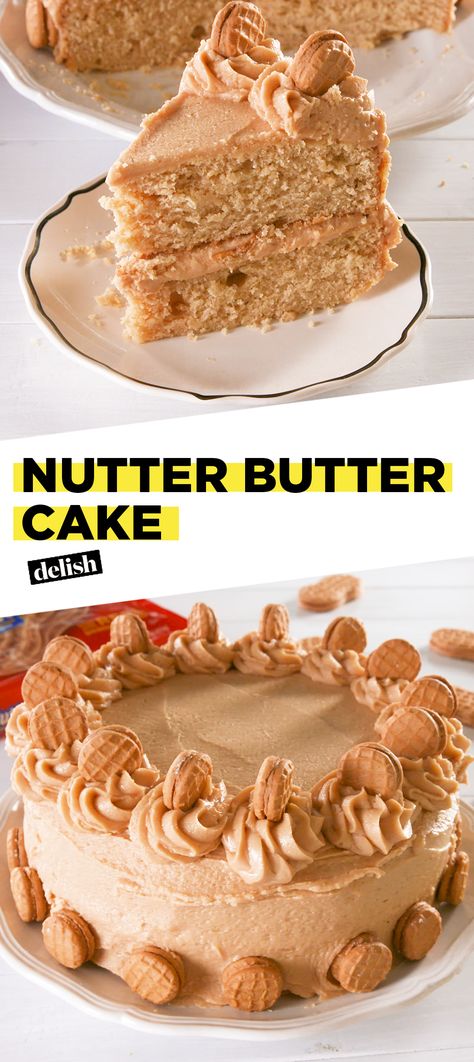 Peanut butter addicts: You'll eat this entire cake in one sitting. Get the recipe at Delish.com. #recipe #easyrecipe #baking #easy #dessert #cake #peanutbutter #cakedecorating #cakedesign Nutter Butter Dessert Recipes, Nutter Butter Cake Recipe, Festival Style Men, Nutter Butter Recipes, Nutter Butter Cake, Nutter Butter Cheesecake, Peanut Butter Birthday Cake, Peanut Butter Cake Recipe, Music Festival Style