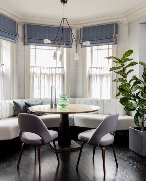 Banquette Against Window, Kitchen With Bay Window Layout Floor Plans, Breakfast Nooks Bay Window, Banquet Seating Bay Window, Banquette Seating In Front Of Low Window, Banquette Seating In Front Of Window, Bay Window Dining Seating, Banquette Seating Bay Window, Banquette In Front Of Low Window