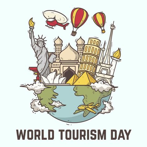 Tourism Drawing Ideas, Tourism Poster Drawing, Poster On Tourism, Tourism Day Poster, Tourism Drawing, Tourism Student, Tourism Illustration, World Tourism Day, Tourism Logo