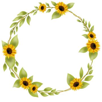 Border Illustrations, Sunflower Circle, Sunflower Border, Summer Border, Circle Border, Flower Frames, Wedding Yellow, Circle Borders, Yellow Border