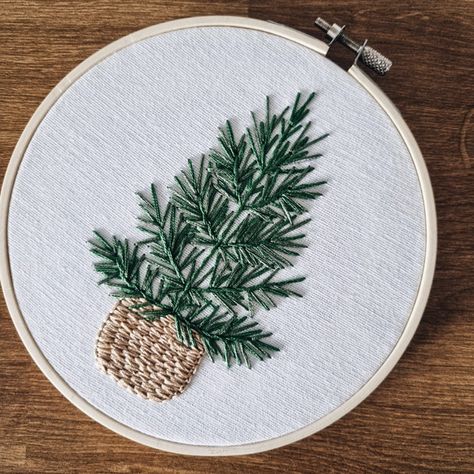 Christmas tree hand embroidery PDF pattern botanical embroid | Inspire Uplift Christmas Hand Embroidery, Christmas Tree Embroidery, Embroidery Ornaments, Holiday Embroidery, Christmas Embroidery Patterns, Basic Stitches, Christmas Embroidery Designs, Embroidery Christmas, Diy Embroidery Patterns