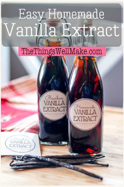 Save money and ensure that you have the highest quality ingredients by making your own vanilla extract. It's super easy to make and makes a great gift. #vanilla #homemade #vanillaextract #thethingswellmake #miy Vanilla Diy, Vanilla Homemade, Make Vanilla Extract, Vanilla Extract Recipe, Liquor Recipes, Homemade Vanilla Extract, Seasoning And Spice, Pure Vanilla, Special Desserts