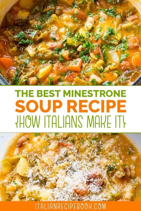 Riviera Minestrone Soup Recipe, Carabbas Minestrone Soup, Italian Soup Recipes Homemade, Minestrone Soup No Tomato, Minestrone Soup Recipe Authentic, Minestrone Soup Authentic, Minestrone With Meat, The Best Minestrone Soup Recipe, Minestrone Soup Recipe With Meat