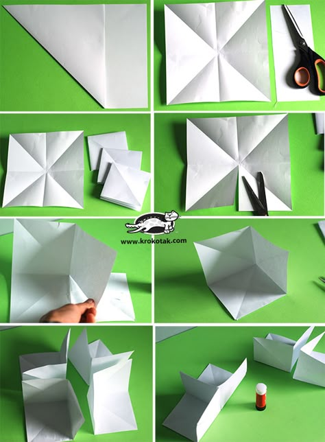 krokotak | How to Make a 3D Paper House 3d Paper Houses, Children Activities, Pop Up Art, Paper Doll House, Paper House, Pop Up Book, Paper Folding, Handmade Books, Paper Houses