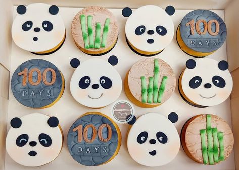 Panda Theme 100 Days Celebration Cupcakes  #pandacupcakes #customcupcakes #100dayscupcakes #animalcupcakes #pandafacecupcakes #fondantcupcakes #animalfacecupcakes www.instagram.com/sumptuoustreats Panda Cupcake, Celebration Cupcakes, 100 Days Celebration, Panda Cupcakes, Panda Theme, Panda Cake, Decorating Frosting, 100 Day Celebration, Animal Cupcakes