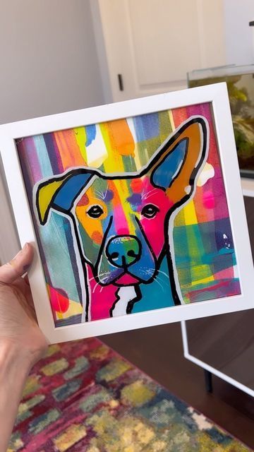 Diy Pet Portrait, Dog Art Projects, Dog Painting Pop Art, Dog Art Diy, Andrea Nelson Art, Pop Art Pet Portraits, Animal Art Projects, Dog Pop, Paint Your Pet