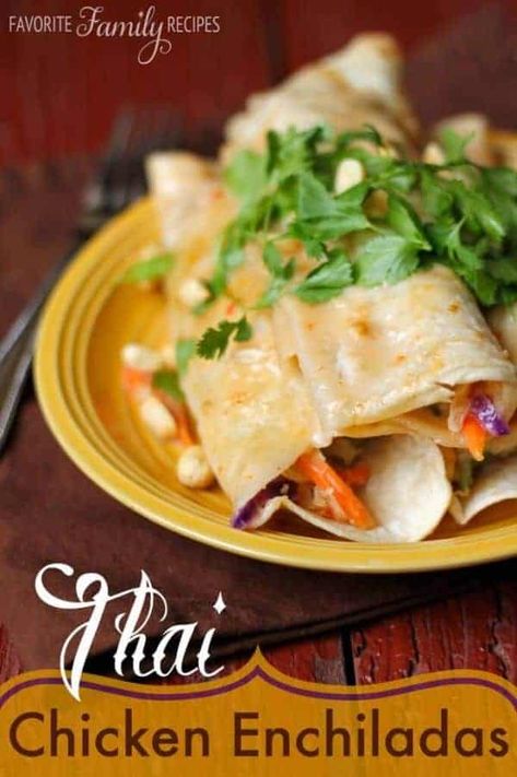 CHICKEN ENCHILADAS Chicken Enchilada Recipe, Thai Chicken, Winner Winner Chicken Dinner, Enchilada Recipes, Chicken Enchiladas, Thai Food, Asian Dishes, Quesadillas, Chicken And Vegetables