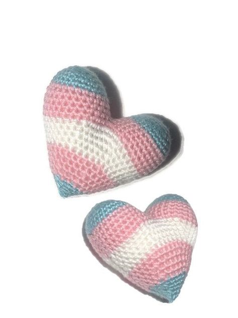 Pride Crochet, Crocheted Heart, Pusheen Plush, Trans Pride Flag, Lesbian Pride Flag, Trans Flag, Bamboo Yarn, Pansexual Pride, Trans Pride