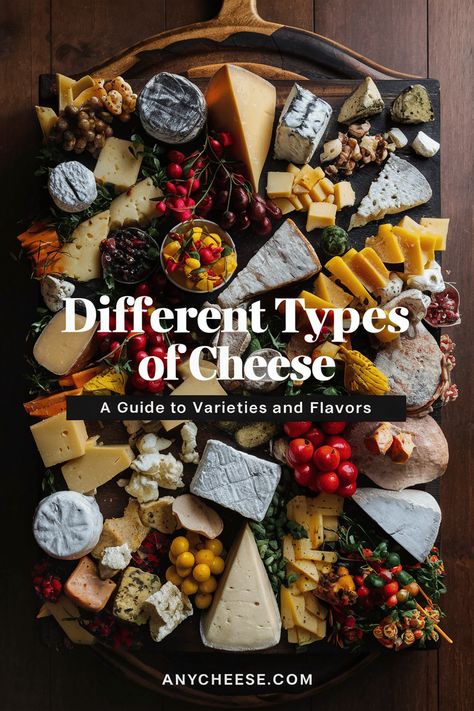 Different Types of Cheese: A Guide to Varieties and Flavors - AnyCheese Types Of Cheese And Uses, Blue Cheese Pairing, Cheese Guide, Cheese Boutique, Cheese List, Cheese Types, Cheese Names, Different Types Of Cheese, Different Cheeses