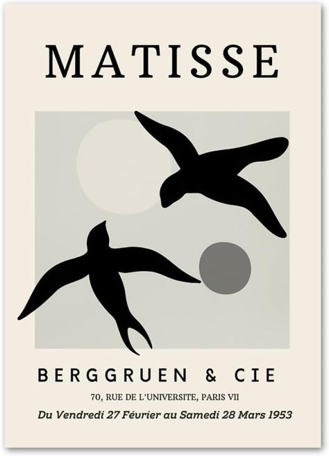 BBAUER Henri Matisse Wall Art Henri Matisse Poster ​Matisse Two Birds Canvas Painting Matisse Prints For Home Matisse Wall Decor 16x24 Inch Unframed Matisse Birds, Matisse Poster Print, Henri Matisse Paintings Line Drawings, Henry Matisse Poster, Henri Matisse Art, Henri Matisse Paintings, Matisse Poster, Matisse Tattoo, Contrast Art