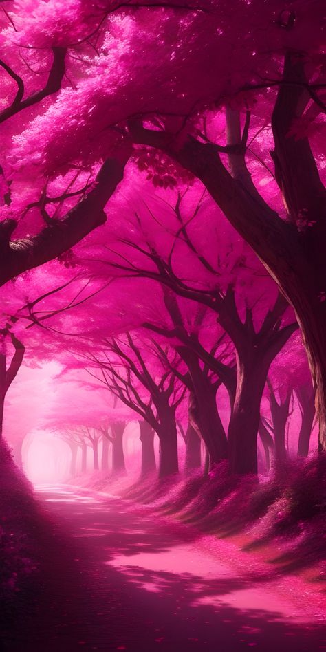 Lock Wallpaper, Pink Forest, Iphone Wallpaper Hd Nature, Pretty Phone Wallpaper, Cute Flower Wallpapers, Forest Painting, Pink Trees, Locked Wallpaper, Beautiful Landscape Wallpaper