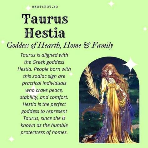 Goddess Divine Feminine, Hestia Goddess, Goddess Of Health, Astrology Signs Aries, Taurus Art, Greek Goddesses, Taurus Moon, Taurus Zodiac Facts, Astrology Taurus