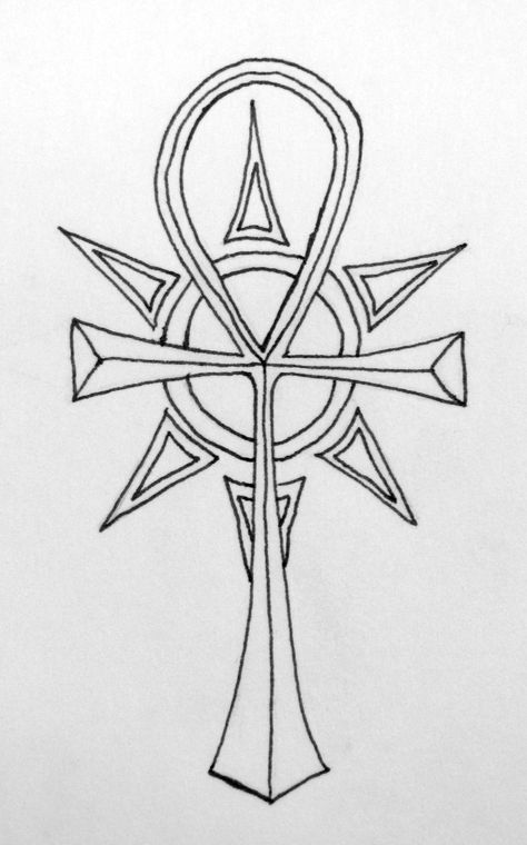 Ankh (Tattoo Flash) Ankh Shoulder Tattoo, Unique Ankh Tattoo, Egyptian Ankh Tattoo Design, Ankh Sternum Tattoo, Ankh Illustration, Ahnk Tattoo Stencil, Ankh Drawing, Anhk Tattoos, Ankh Tattoo Design