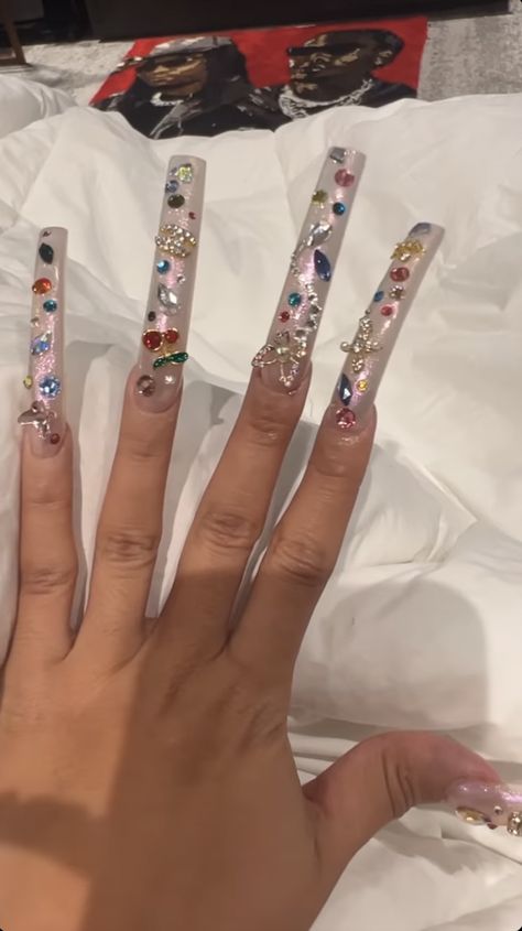 Chanel Symbol, Cardi B Hairstyles, Cardi B Nails, Extra Nails, Cherry Design, White Hair Color, Bright Red Hair, Chanel Logo, Bouncy Curls