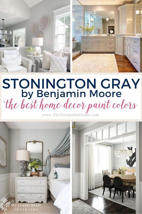 From modern farmhouse to coastal glam, Benjamin Moore Stonington Gray will feel right at home in all kinds of spaces. For today’s paint spotlight, we’ll explore everything there is to know about this cool-toned gray that has taken the design world by storm. Benjamin Moore Paint Colors Gray, Benjamin Moore Stonington Gray, Neutral Gray Paint, Sherwin Williams Extra White, Stonington Gray, Coastal Glam, Paint Your House, New Paint Colors, Paint Color Inspiration