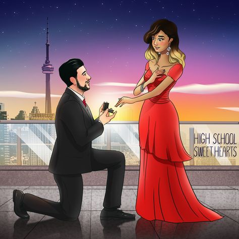 Propose Drawing Art, Proposal Caricature, Engagement Theme, Groom Cartoon, Couple Reference, Bride And Groom Cartoon, Wedding Couple Cartoon, Engagement Themes, Caricature Wedding