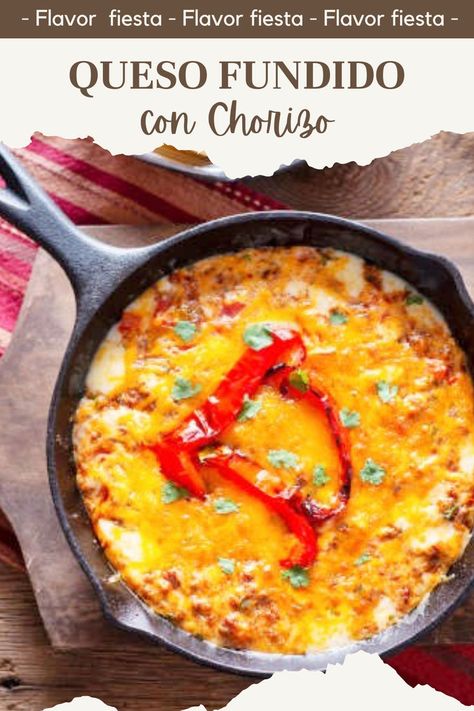 Cheese lovers, brace yourselves for Queso Fundido con Chorizo, aka the flaming cheese feast! Picture this: gooey white cheese, spicy jalapeños, and sizzling chorizo hanging out in a skillet, getting all melty in the oven. Flaming Cheese, Queso Fundido Recipe, Fundido Recipe, Queso Quesadilla, Chihuahua Cheese, Beef Chorizo, Soy Chorizo, How To Cook Chorizo, Mexican Chorizo