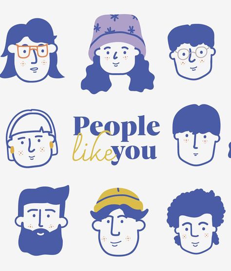 Vintage People Illustration, App Character Design, Procreate Cartoon People, Flat Illustration Characters, People Icon Design, Simple Character Illustration, Flat Character Design, Logo Design People, Character Design Vector