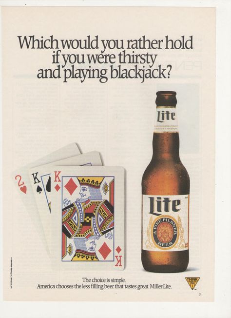 1989 Miller Lite Pilsner Beer Black Jack by fromjanet on Etsy, $7.00 Miller Lite Poster, Alcohol Ads, Vintage Alcohol, Vintage Racing Poster, Lite Beer, Pilsner Beer, Beer Advertising, Beer Prints, Beer Ad