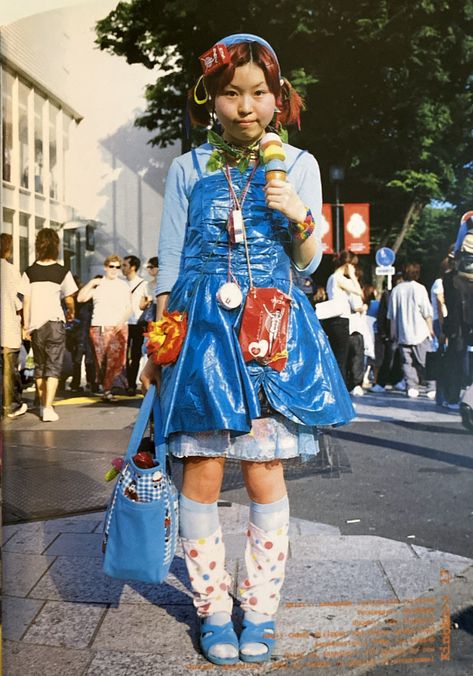 Orange Blue Outfit, Harajuku Fashion Street 90s, 90s Harajuku Fashion, Harajuku Fashion Outfits, Wacky Clothes, Japanese Street Fashion Harajuku, J Fashion Harajuku, Tokyo Style, November Fashion