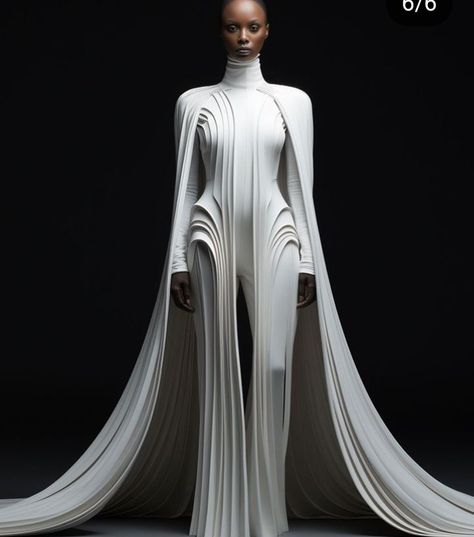 Futuristic Indian Fashion, Futuristic Minimalism Fashion, White Futuristic Aesthetic, Utopian Fashion, Science Fiction Fashion, Matrix Fashion, Deconstructed Dress, Futuristic Elegance, Villain Dresses