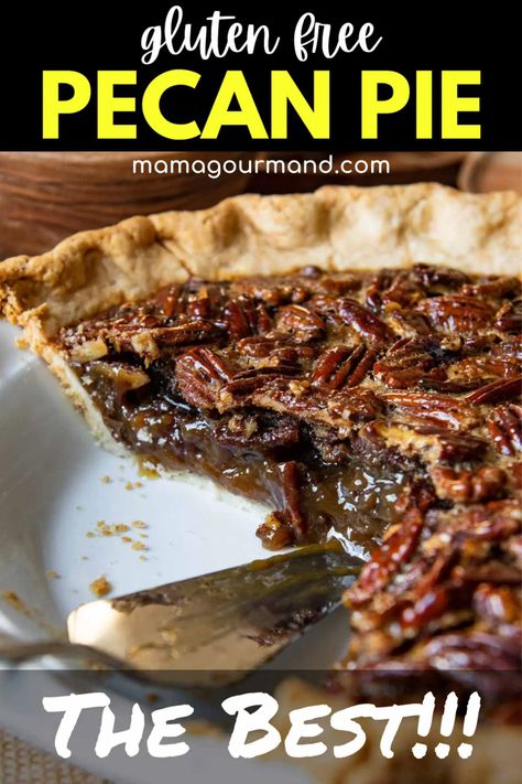 The best gluten-free pecan pie recipe has a buttery, flaky crust filled with an easy, secret-ingredient pecan pie filling to make this recipe undeniably perfect! Gluten Free Pecan Pie Recipe, Hillbilly Recipes, Mamagourmand Recipes, Gluten Free Pecan Pie, Gluten Free Pecan, Homemade Pecan Pie, Best Gluten Free Desserts, Gluten Free Sweet Potato, Favorite Pie Recipes