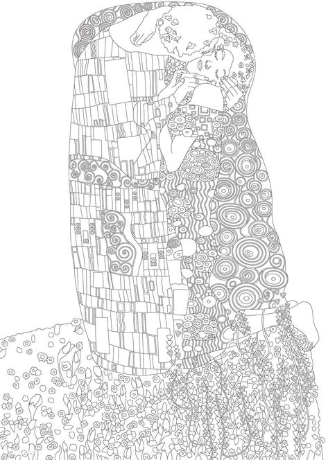 The Kiss Painting, The Kiss Gustav Klimt, Kiss Painting, Fathers Day Coloring Page, Gustav Klimt Art, Klimt Art, Abstract Coloring Pages, Barbie Coloring Pages, Free Illustration Images