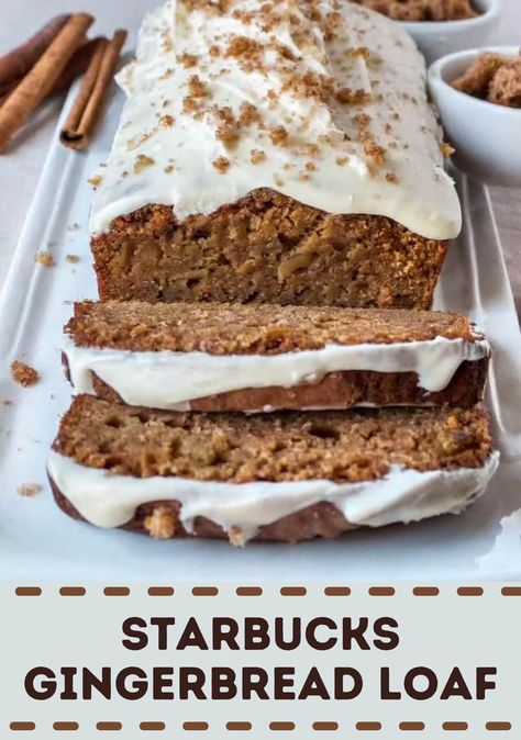 Starbucks Gingerbread Loaf Starbucks Gingerbread Loaf Recipe, Starbucks Gingerbread Loaf, Ginger Bread Loaf, Gingerbread Loaf Recipe, Walnut Topping, Ginger Loaf, Gingerbread Loaf, Ginger Molasses Cookies, Ginger Nut