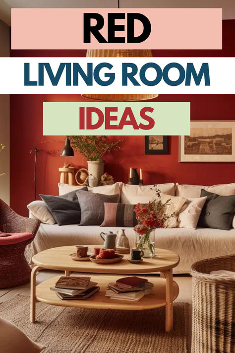 Colour psychology can often play a subconscious role when it comes to choosing colours for our homes. For this reason, red might be a colour that you would never consider using. Take inspiration from these 13 gorgeous red living room ideas that might just change your opinion on this fiery colour. Red Living Room Ideas, Red Living Room Walls, Neutral Living Room Colors, Red Couch Living Room, Red Velvet Sofa, Red Living Room, Best Wall Colors, Beige Couch, Red Cushion Covers