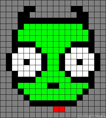 Gir Invader Zim perler bead pattern Invader Zim Pixel Art, Invader Zim Perler Bead Patterns, Colorblock Quilt, Gir Perler Bead Pattern, Gir Perler Pattern, Gir Perler Bead, Invader Zim Alpha Pattern, Alien Kandi Pattern, Gir Invader Zim