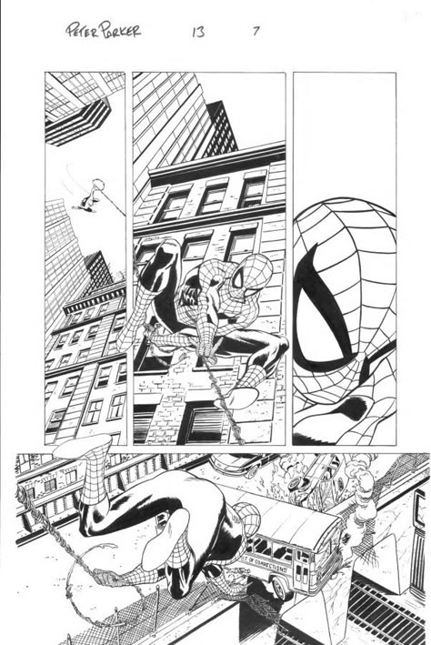 Lee Weeks Spiderman Comic Strip Black And White, Spiderman Comic Book Pages, Spiderman Comic Panels Black And White, Spiderman Comic Panels, Spider Man Comic Panel, Sketch Marvel, Lee Weeks, Comic Spiderman, Spiderman Comic Books