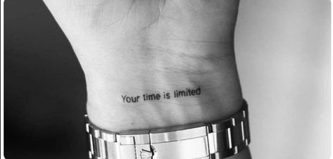 Mens tattoo small wrist Your Time Is Limited Tattoo, Best Wrist Tattoos, Enough Tattoo, Your Time Is Limited, Beginner Tattoos, Cool Wrist Tattoos, Wrist Tattoos For Guys, Tattoo Now, Japanese Sleeve Tattoos