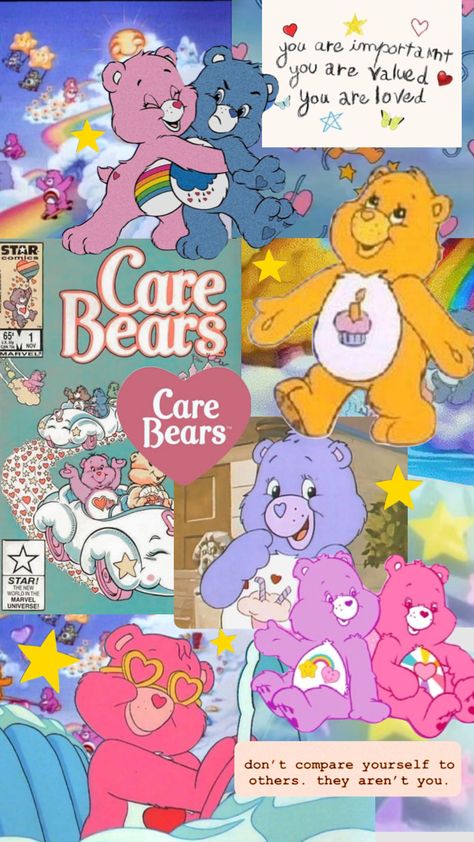 Pastel Kidcore, Care Bear Tattoos, Iphone Wallpaper Violet, Care Bears Vintage, Teddy Bear Wallpaper, Care Bears Cousins, Iphone Wallpaper Quotes Love, 80s Cartoons, Iphone Wallpaper Girly