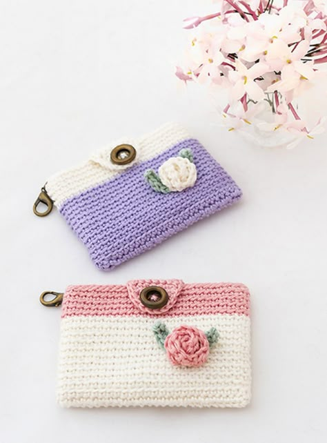 Crochet Phone Wallet, Crochet Mini Wallet Free Pattern, Crochet Tissue Pouch, Crochet Glasses Case, Crochet Mini Purse, Pochette Portable, Crochet Wallet, Crochet Coin Purse, Crochet Phone Cases