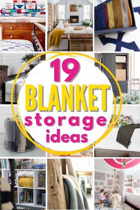 19 Best Blanket Storage Ideas For a Cozy & Tidy Home Tall Blanket Storage, Blanket Storage In Baby Room, Blanket Organizer Storage, Ikea Blanket Storage Hack, Throw Blanket Holder Ideas, How To Store Big Blankets, Blanket Cabinet Storage, What To Do With Extra Blankets, Storage Ideas For Throw Blankets